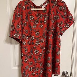 LOFT orange floral short sleeve